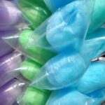 Close-up of fresh spun cotton candy at a Colorado event dessert cart