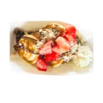 Mini pancakes stacked with strawberries and chocolate for a Colorado dessert bar