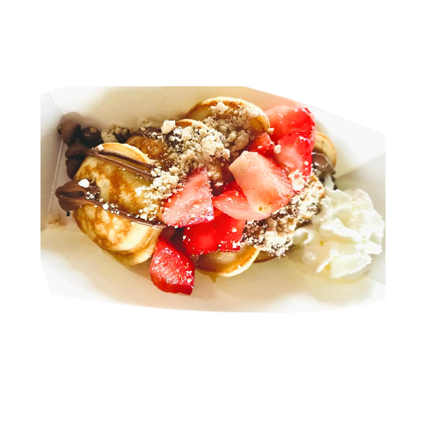 Mini pancakes stacked with strawberries and chocolate for a Colorado dessert bar