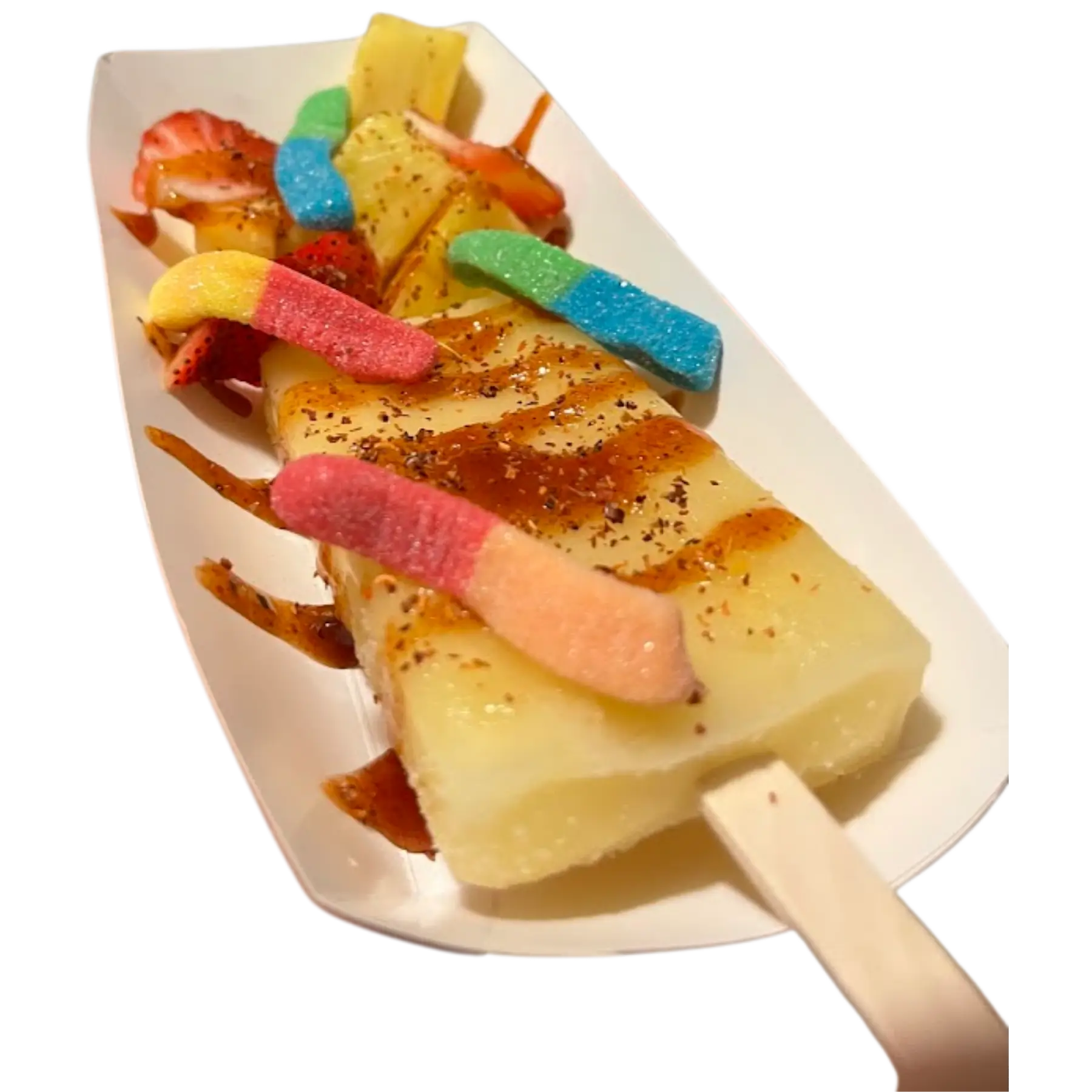 Paleta topped with chamoy and gummies for Denver event catering