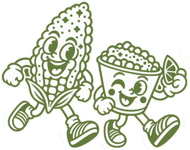 Chuchulucos elote and esquites mascots