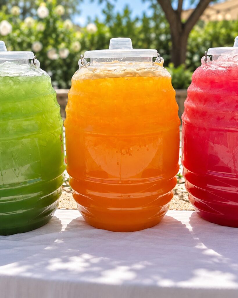 Aguas frescas in big vitroleros